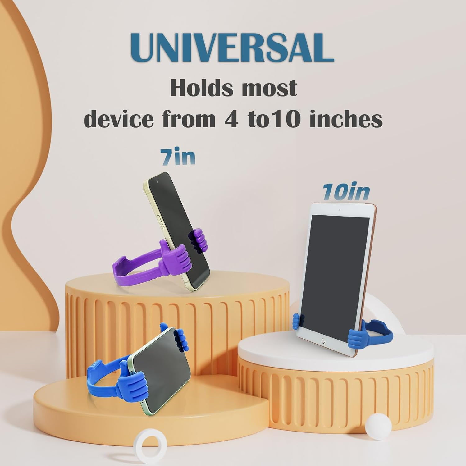 3361942 Cute Thumbs Up Adjustable Tpu Flexible Mobile Cell Phone Tablet Computer Display Stand Holder for Bed Desk - Blue and Black