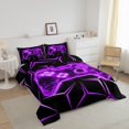 thumbnail image 3 of Erosebridal Gaming Comforter Sets Queen Size for Kids, Purple Gamepad Comforters & Duvets, Geometry Line Decor, Microfiber 3pcs, 3 of 7