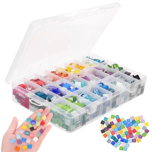 1 caja de mosaicos para manualidades, piezas de vitrales, mosaicos de vidrio, marcos de fotos, posavasos de mosaico, materiales para hacer mosaicos