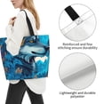thumbnail image 3 of Pofeuu Blue Iceberg Leaf Wolf Print Reusable Grocery Bags - Washable, Foldable, Packable Tote, Large Handles, Heavy Duty, Zippered Top Pouch, 3 of 8