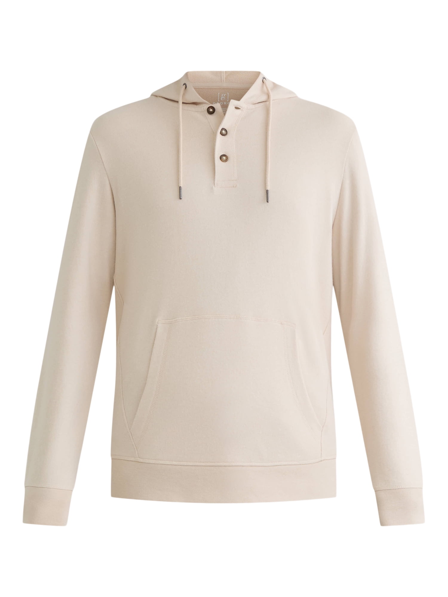 George Men's Button Henley Hoodie with Long Sleeves, Sizes S-3XL