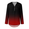 thumbnail image 6 of Ichuanyi Womens Tops, Summer Women's Summer Shirts Zip Casual Tunic V-Neck Rollable Blouse Tops T-Shirt, 6 of 6
