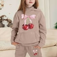thumbnail image 2 of Byoo Toddler Girl's Outfits Cherry Print Long Sleeve Hoodie Sweatpants Kids Sweatsuit, 2 of 4