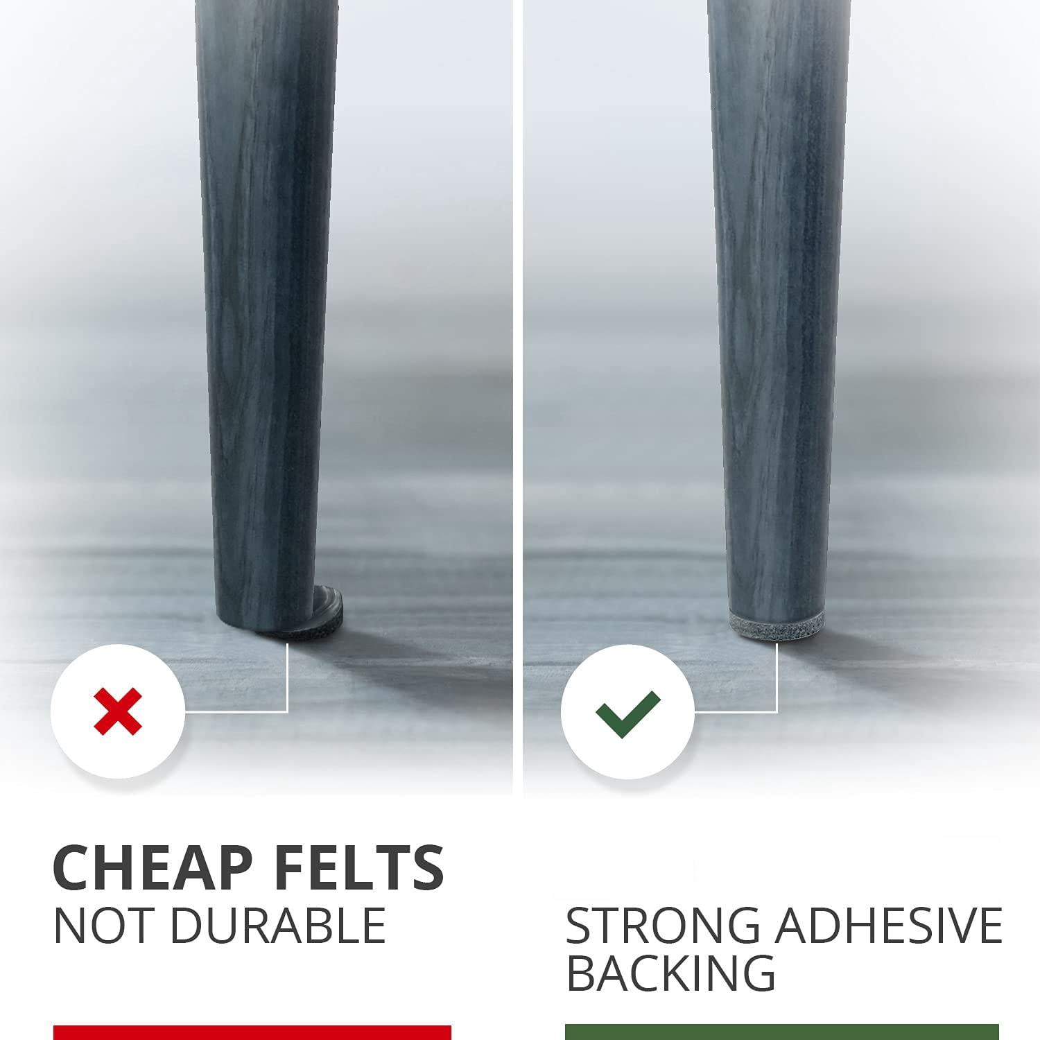 Felt Furniture Pads  - 48 Floor Protector Chair Felts For Feet Wood Floors Hardwood Protect Your Hard Floors! (grey)