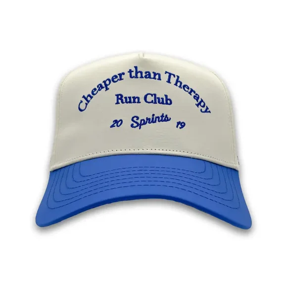 Cheaper Than Therapy Run Club Hat, Embroidered Adjustable Baseball Cap for Runners and Fitness Lovers, Funny Motivational Running Accessory for Men and Women, Casual Everyday Style