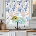 thumbnail image 3 of Swag Valance Curtains for Windows, Ocean Coastal Light Filtering Kitchen Curtains with Rod Pocket, Blue Coral Shell Starfish Beach Summer Window Treatment Valances for Living Room, 36x36 - 2 PCS, 3 of 9