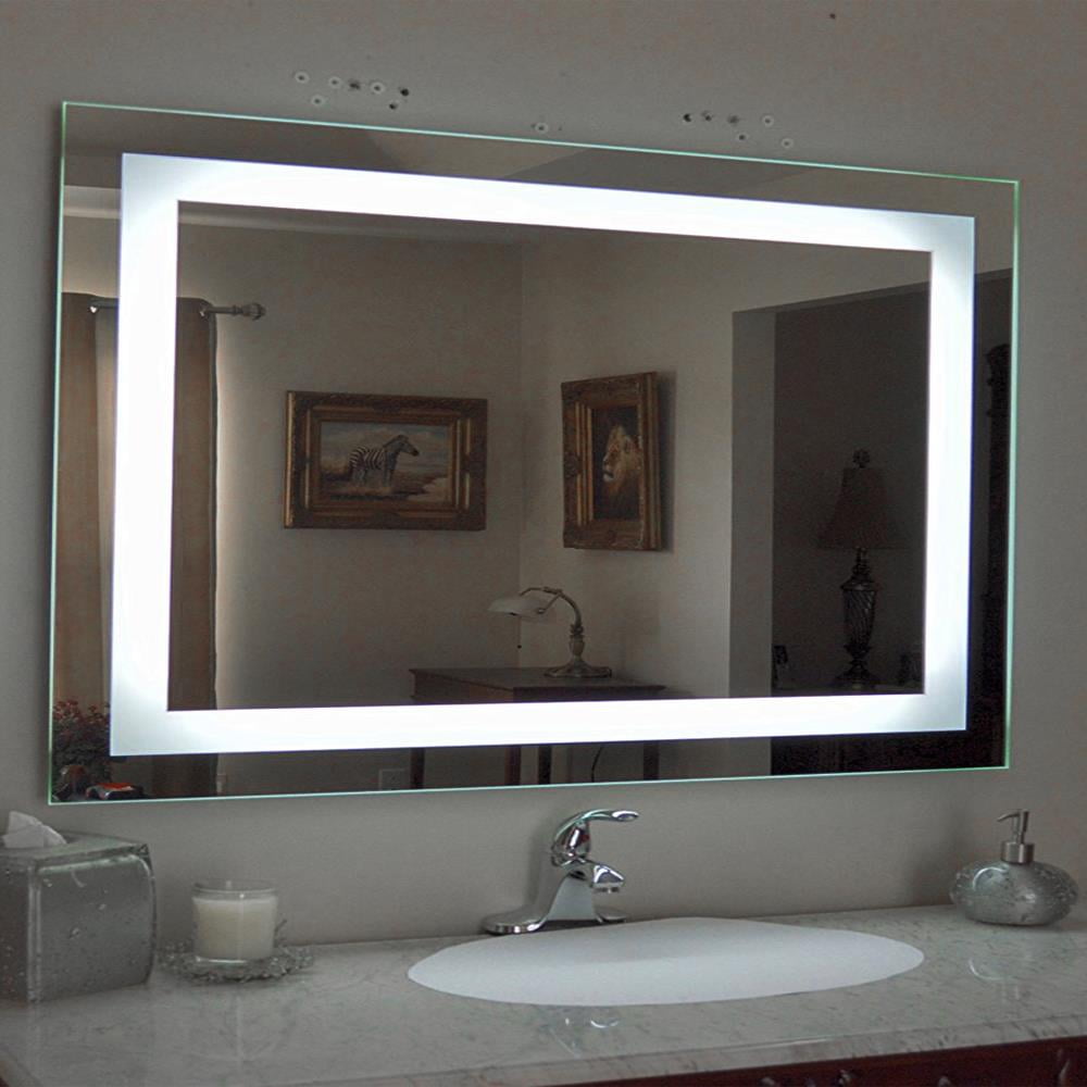 Bathroom Mirrors Light with Sensor Switch Duschdeluxe 1000x700 mm Illuminated LED Bathroom Mirror