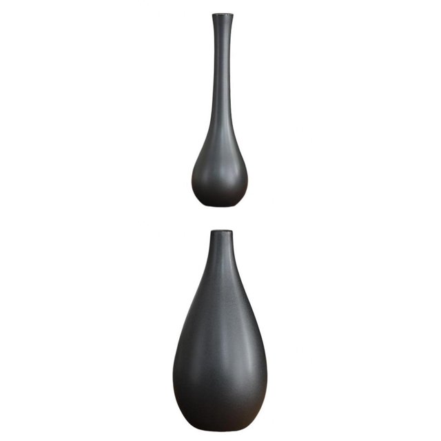 Juego de 2 jarrones secas de cerámica negra arreglo para interiore hogar, sala de estar, decoración de escritorio, Sunnimix florero de cerámica