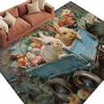 thumbnail image 2 of Easter Bunny 5'x8' Area Rug for Living Room, Rabbits Spring Flowers Eggs Country Vintage Washable Non-Slip Rugs for Bedroom Nursery Dining Room, Low-Pile Kitchen Carpet Large Entryway Rugs, 2 of 9