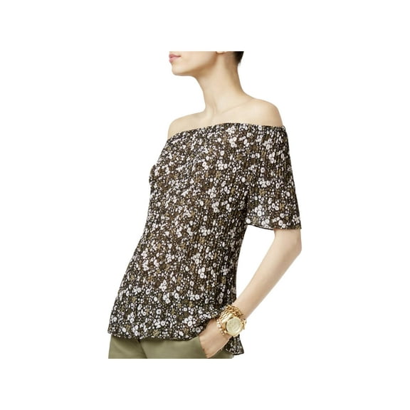 Michael Kors Womens Pleated Knit Blouse, Green, Medium