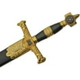 thumbnail image 2 of Star of David Sword – 22" Stainless Steel Blade, Black & Gold Handle, Mirror Finish with Floral Etched Design – Decorative & Collectible Sword with Scabbard, 2 of 4