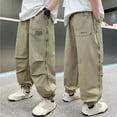 thumbnail image 2 of SJLDQY Joggers for Boys Summer Lightweight Breathable Sweatpants Elastic Waist Drawstring Casual Trousers with Pockets, 2 of 4