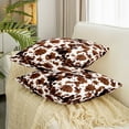 thumbnail image 3 of Cow Printed Throw Pillow Covers 16x16 inch set of 2,Cowhide Print Cow Skin Cushion Cases,Rustic Wild Animal Cushion Covers,Western Farm Animal Decorative Pillow Covers,Brown White, 3 of 5