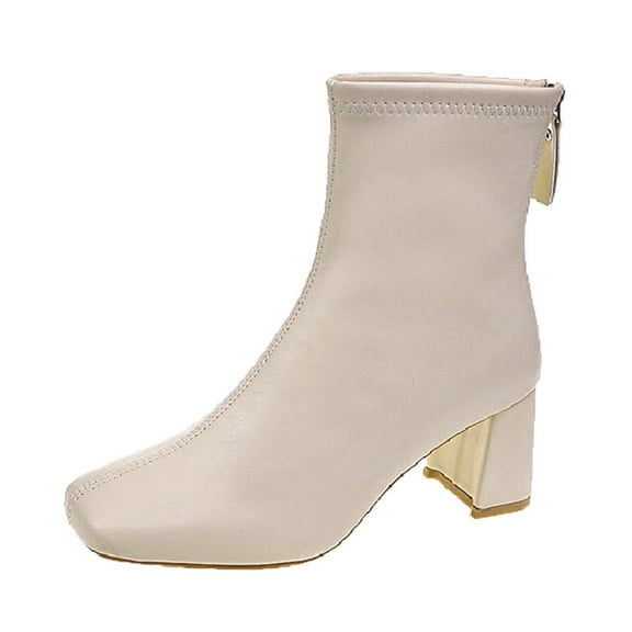 NOKIO Women'S Vintage Ankle Boots With A Square Toe Women Ankle Boots Autumn And Winter Simple Solid Color Fashion Comfortable Square Toe Square Heel Back Zipper Women'Sfashion-Forward Ankle Booties