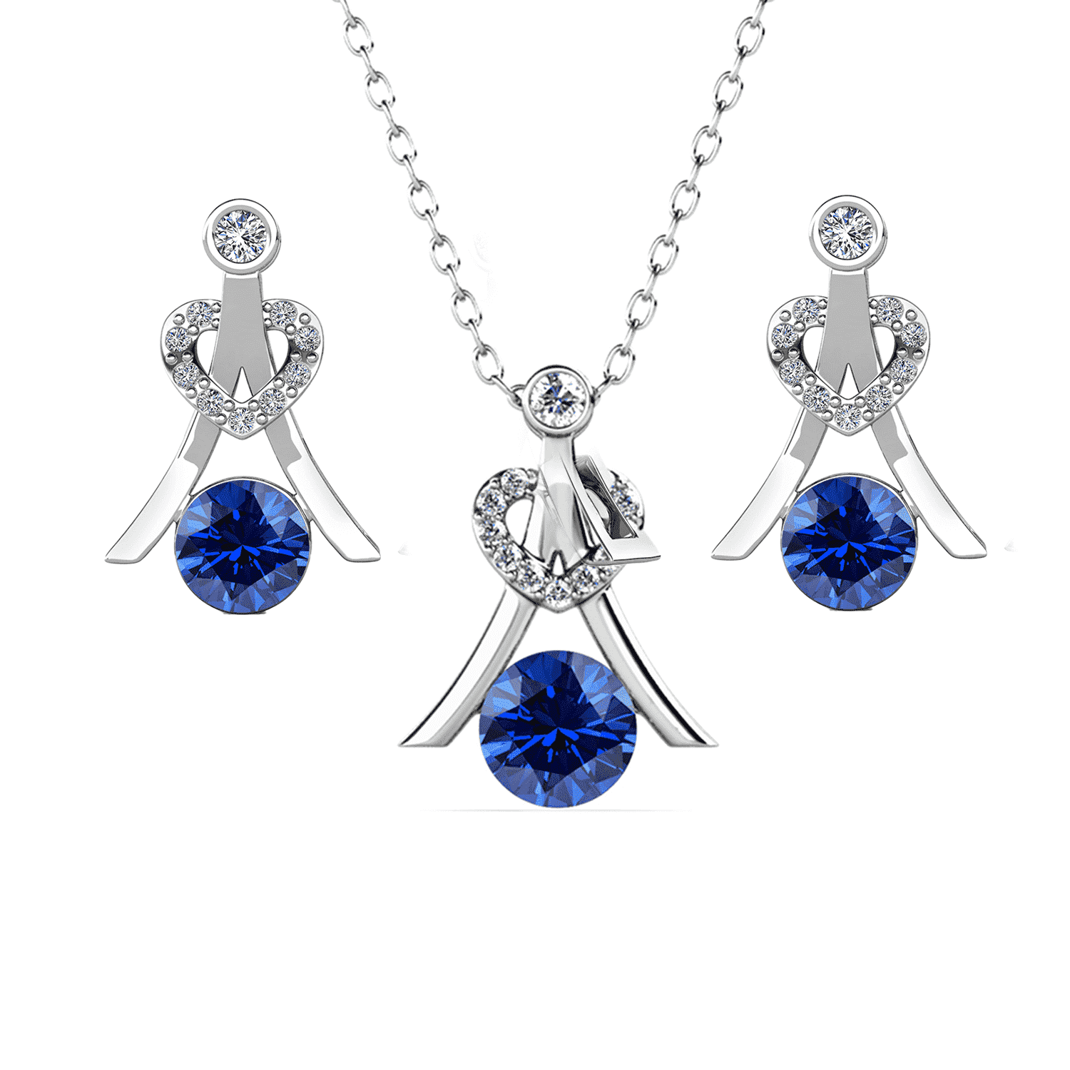 Cate & Chloe Serenity September Birthstone 18k White Gold Plated Women Jewelry Set, Swarovski Crystal