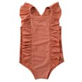 thumbnail image 1 of Xingqing Newborn Baby Kids Girls One Piece Ruffle Solid Color Zebra Print Swimwear, 1 of 10