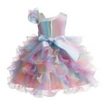 thumbnail image 5 of LIJCC Kid Girls Pageant Party Dress Ruffle Flower Formal Dress Toddler Pageant Rainbow Princess Ruffle Dress Flower Elegant Tutu Sequin Ball Wedding Gown, 5 of 9