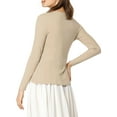 thumbnail image 4 of INSPIRE CHIC Women's Tie Front Long Sleeve Ruffled Hem Open Front Knit Cardigan L Camel, 4 of 8