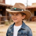 thumbnail image 2 of dmqupv Boys Cowboy Hat Children's Hat Western Cowboy Hat with Upturned Brim Kids Sun Hat Dance Hat Beige,3-8 Years, 2 of 5