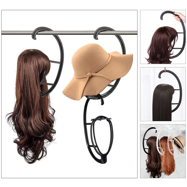 Travelwant Wig Stand Multifunctional Folding Portable Wall-Mounted Wig  Holder Hanging Wig Stands Vertical Wig Hanger for All Wigs and Hats 