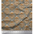 thumbnail image 1 of Soimoi Blue Poly Georgette Fabric Filigree Damask Fabric Prints By Yard 52 Inch Wide, 1 of 3