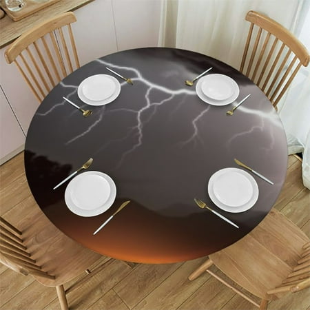 

Autua Lightning Storm Tree Round Tablecloth 100% Polyester Fiber Stain-Resistant Washable Ideal for Indoor Outdoor Restaurants Weddings Parties Tablecloths 31 -35