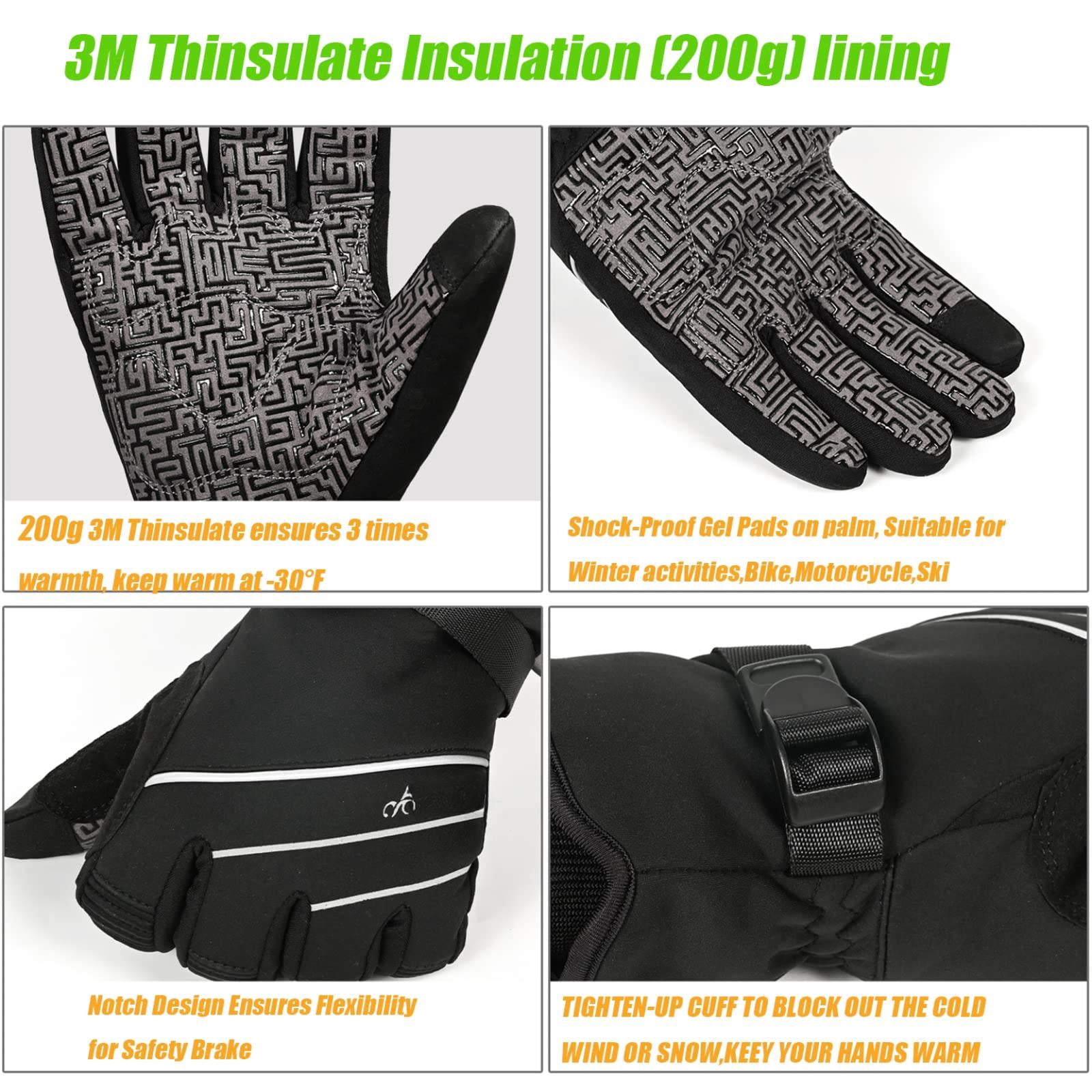 Waterproof & Windproof -30°f Winter Gloves For Men/women  3m Thinsulate Thermal Touch Screen Warm Skiing Cycling Running