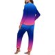 thumbnail image 5 of Conjunto de pijama informal de invierno para mujer, de doble cara, con cuello redondo estampado, manga larga, top anudado a mano, pantalones con cordón ajustable, ropa de casa, blusa de poliéster., 5 of 7