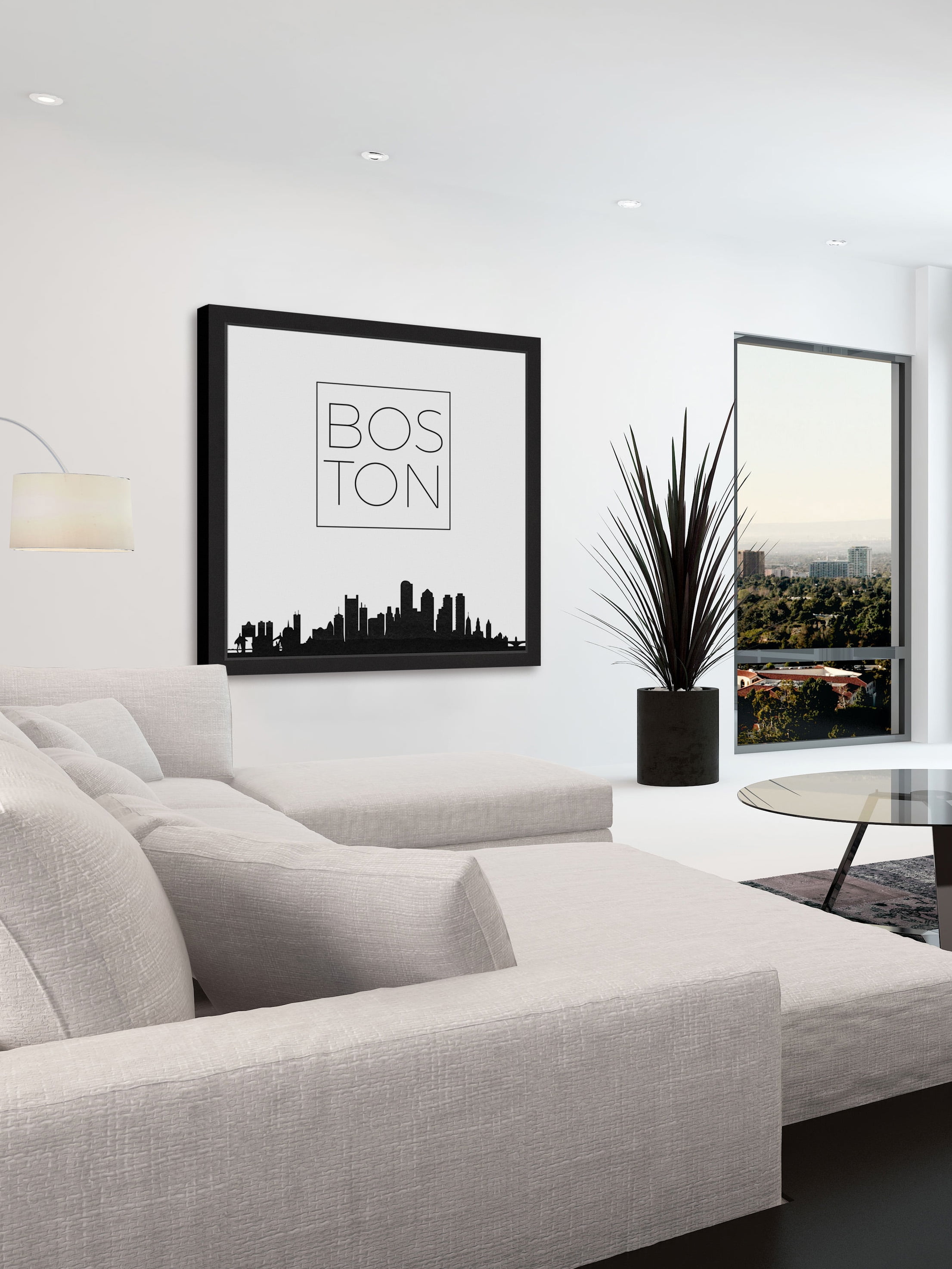"Boston Skyline" Framed Painting Print