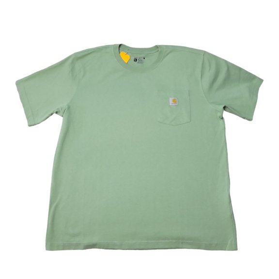 Carhartt Men's Soft Crew Neck Relaxed Fit Short Sleeve Front Pocket Tee (Green, XL)