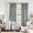 thumbnail image 4 of Grey 90% Blackout Curtains with Sheer Overlay Mix and Match Double Layer Window Curtains Thermal Insulated 84 inch for Bedroom Gray Drapes with Tiebacks Rod Pocket Back Tab 37" Wx84 Lx2, 4 of 14