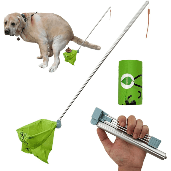 Portable Foldable Dog Poop Catcher With Bag Attachment No Bending Poop Picker up for Dogs Dog Pooper Scooper - L