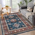 thumbnail image 2 of Hasoo 8' x 10' Area Rug Boho Washable Foldable Rug Vintage Persian Rug Low Pile Non-Slip Indoor Rug for Living Room Bedroom, Blue, 2 of 5