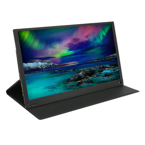 Gaming Monitor, Dual Speakers IPS Hard Screen Portable Monitor With Leather Case For Laptop PC Phone Black