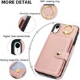 thumbnail image 3 of Allytechgroup iPhone XR Wallet Case, Ring Holder Stand Cards Slots Shockproof Retro Flip Back Cover Phone Case for Apple iPhone XR, Rosegold, 3 of 8