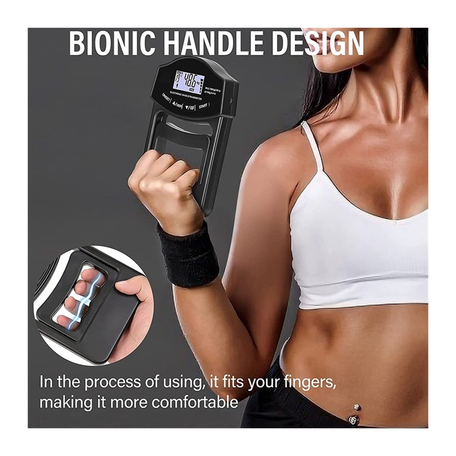 Grip Strength Tester, 396Lbs/180Kg Digital Hand Dynamometer Grip Strength Meter USB LCD Screen Hand Grip Dynamometer