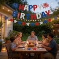 thumbnail image 6 of Patriotic Happy Birthday Bunting Banner, Red White Blue Glitter Star Decor for 4th of July Birthdays, Memorial Day and US-Themed Celebrations, 6 of 9
