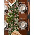 thumbnail image 2 of Ldtrchee Green Christmas Table Runner 70 Inches, Elk Xmas Tree Wreath Balls Bell Bed Runner Dresser Scarves Tabletop for Indoor Outdoor Parties/Ceremony/Banquet, 13" x 70", 2 of 8