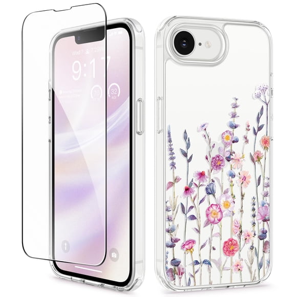 Funda GVIEWIN para iPhone 16e de 6,1" con protector de pantalla floral
