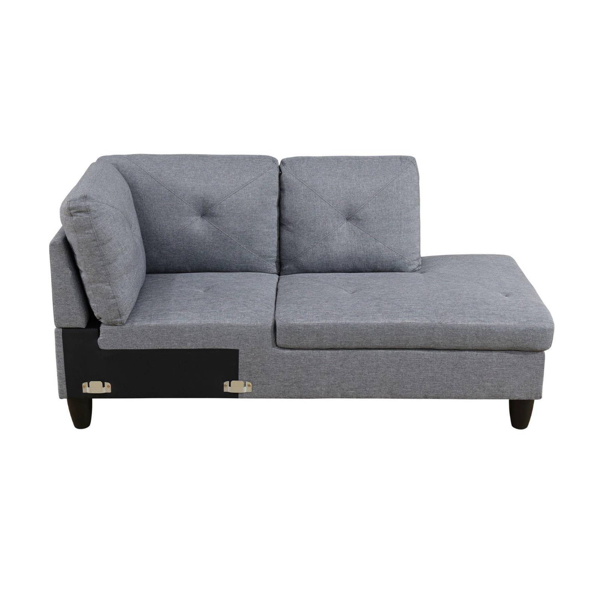 Modern L-Shape Sectional Sofa for Living Room, Modular Sleeper Sofa Couch With Chaise For Bedroom, Grey