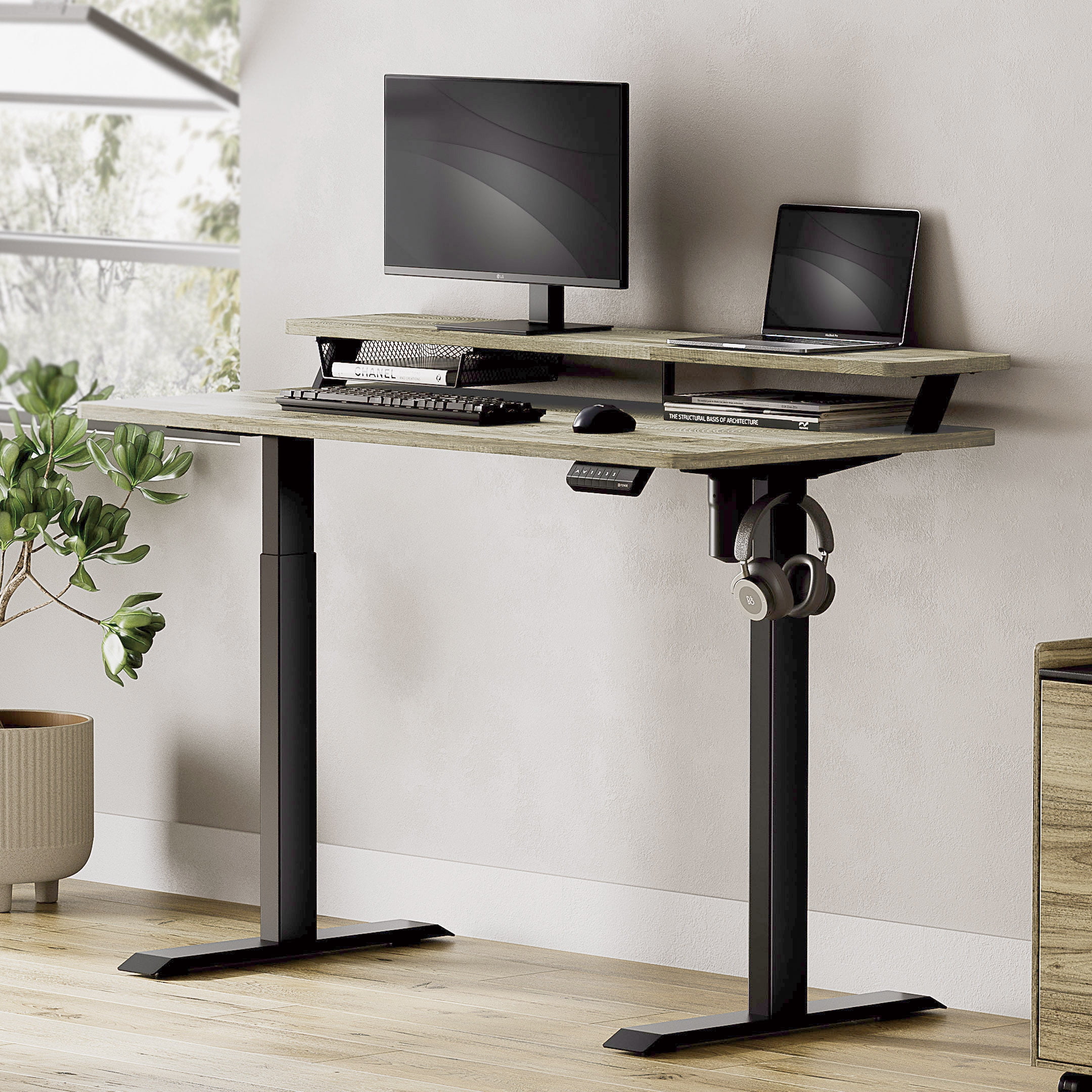Fenge 2 Tier Electric Standing Desk Height Adjustable Stand up Desk