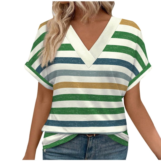 Camisetas de Manga Corta para las Mujeres, Impresión de Moda Divertido, Camisetas de Cuello en V para las Mujeres