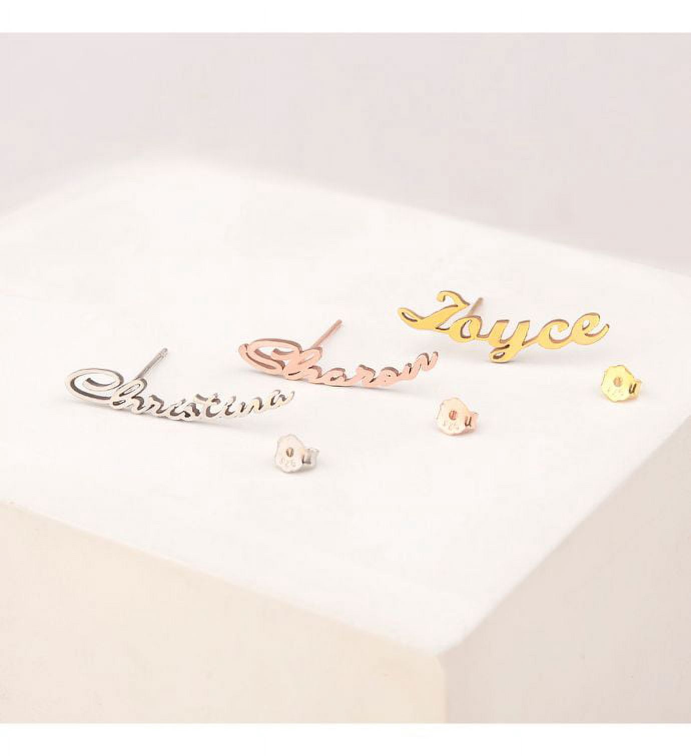 Anavia Personalized Sterling Silver Name Earring - Dainty Name Earring - Personalized Jewelry - Bridesmaid Gift for Her