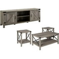 thumbnail image 1 of 4 Pcs Porte de Grange en Métal Meuble TV Table Basse & 2 Tables d'Appoint en Chêne Gris, 1 of 8