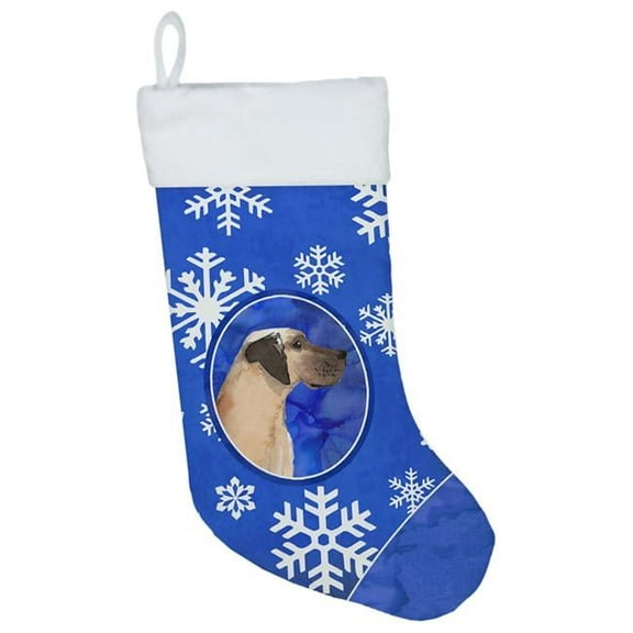 Carolines Treasures CK3956CS Winter Snowflakes Great Dane Christmas Stocking