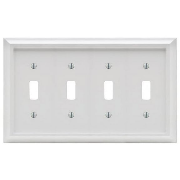 Amerelle 2040T4W Deerfield Wallplate, 4 Toggle, Wood, White, 1-Pack
