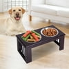 Eccomum Double Bowl Wooden Stand Pet Feeder Elevated Base Cat Puppy Bowl