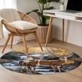 thumbnail image 5 of Autumn Forest Deer Large Area Rugs for Bedroom Living Room, Soft Non Slip Carpet Bedside Rug, Vintage Elk River Round Floor Cover Kitchen Accent Rug 3' for Dining Room/Office, 5 of 9
