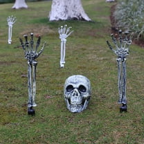 Dserhfy Halloween Skeleton Stake Decorations Creepy Skull Hand Arm with Stakes Realistic Skeleton Bone Model for Outdoor Yard Garden Lawn Decor