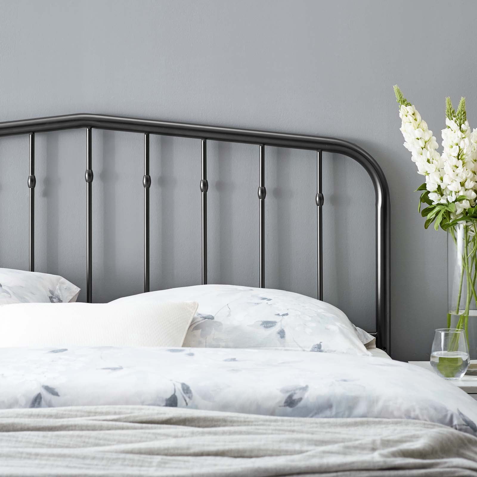 Headboard, Queen Size, Metal, Black, Modern Contemporary Urban Design, Bedroom Master Guest Suite